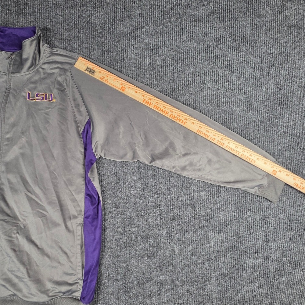 LSU Tigers Track Jacket Mens Large Gray Purple Genuine Stuff Full Zip - Picture 9 of 9